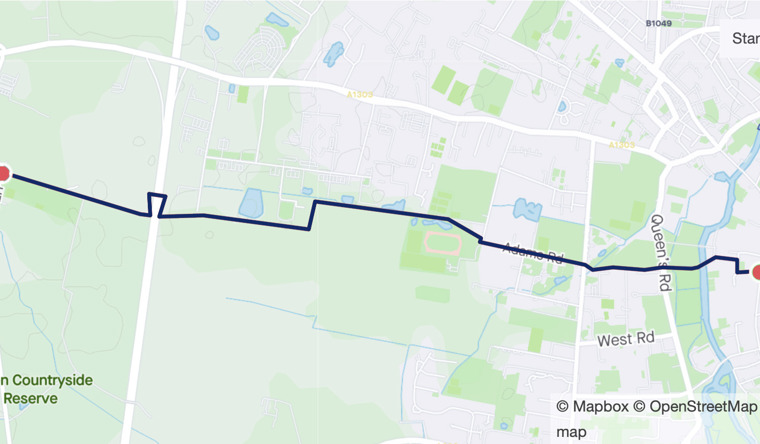 Coton-West Cambridge City centre