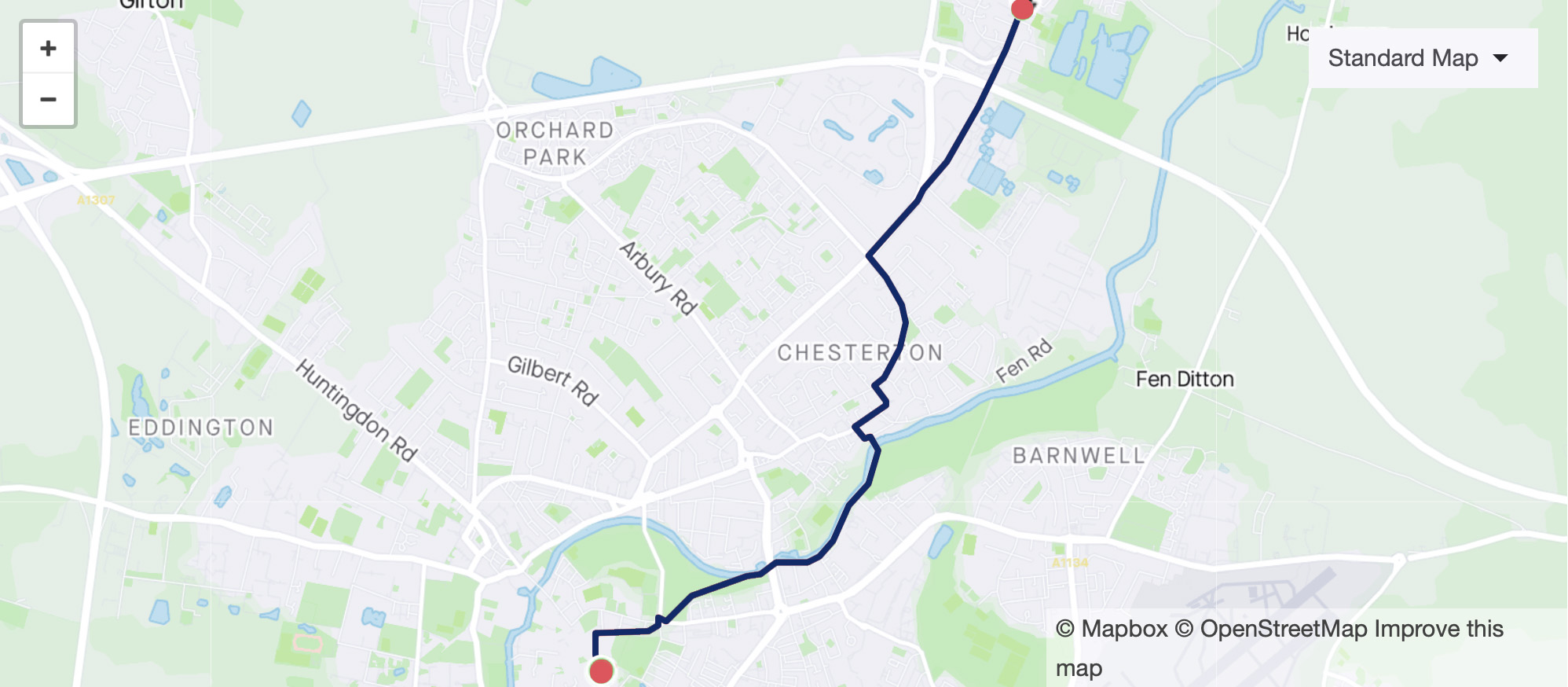 Milton-Science Park to City centre